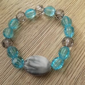 Hand Crafted Pastel Crystal beaded statement bracelet marble Accent